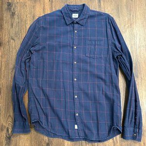 Marine Layer Blue Flannel and Red Stripes Larger